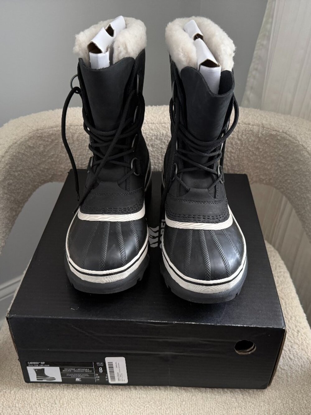 Sorel Caribou WP Waterproof Boots Women's 8 Black Stone NWT